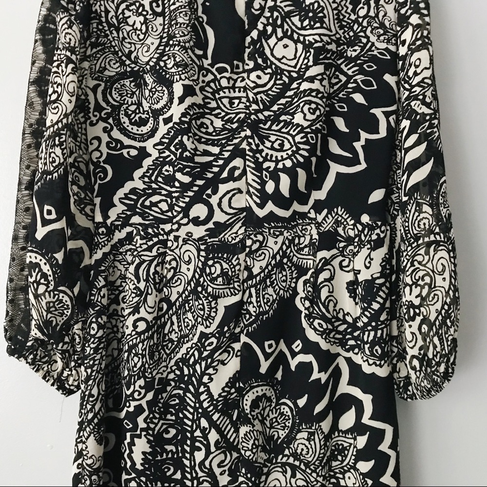 Nanette Lepore Black Cream Silk Dress - 2 - Picture 5 of 8